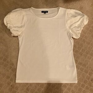 J. Crew White Blouse with Short Puff Sleeves Size S